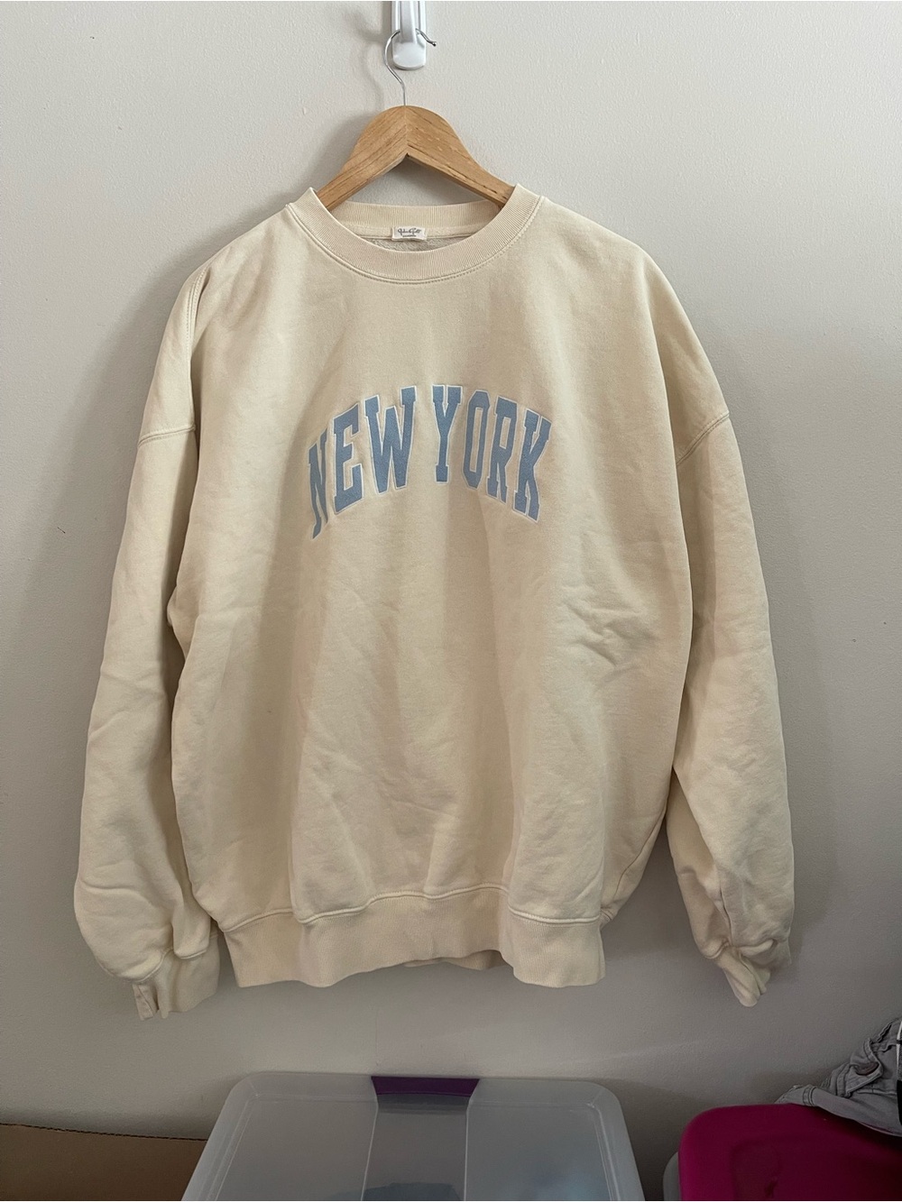 John Galt Cream "New York" Crewneck Sweater oversized